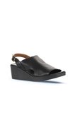 Bueno Shoes Siyah Deri Kadın Dolgu Topuklu Sandalet 01wy2407