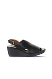 Bueno Shoes Siyah Deri Kadın Dolgu Topuklu Sandalet 01wy2407