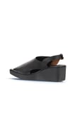Bueno Shoes Siyah Deri Kadın Dolgu Topuklu Sandalet 01wy2407