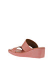Bueno Shoes Pembe Deri Kadın Dolgu Topuklu Terlik 01wy2409