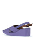 Bueno Shoes Lila Deri Kadın Dolgu Topuklu Sandalet 01wy2411