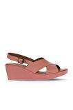 Bueno Shoes Pembe Deri Kadın Dolgu Topuklu Sandalet 01wy2411