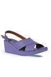 Bueno Shoes Lila Deri Kadın Dolgu Topuklu Sandalet 01wy2411