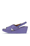 Bueno Shoes Lila Deri Kadın Dolgu Topuklu Sandalet 01wy2411