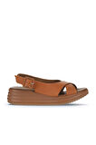 Bueno Shoes Taba Deri Kadın Dolgu Topuklu Sandalet 01wy5701