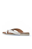 Bueno Shoes Beyaz Kırık Deri Kadın Düz Terlik 01wy2507