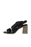 Bueno Shoes Siyah Deri Kadın Topuklu Sandalet 01wy3705