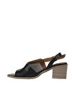 Bueno Shoes Siyah Deri Kadın Topuklu Sandalet 01wy4900