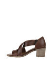 Bueno Shoes Kahverengi Deri Kadın Topuklu Sandalet 01wy4901