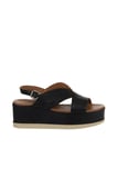 Bueno Shoes Siyah Deri Kadın Dolgu Topuklu Sandalet 01wy5800