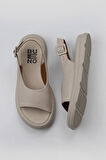 Bueno Shoes Krem Deri Kadın Sandalet 01wy9404