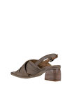 Bueno Shoes Gri Deri Kadın Topuklu Sandalet 01ws1401