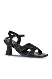 Bueno Shoes Siyah Deri Kadın Topuklu Sandalet 01wy6805