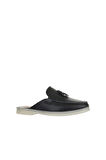Bueno Shoes Siyah Flotter Deri Kadın Düz Terlik 05wt103