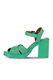 Bueno Shoes Yeşil Koyu Deri Kadın Topuklu Sandalet 01wy12301