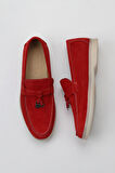 Bueno Shoes Kırmızı Süet Kadın Loafer 05ws101