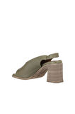 Bueno Shoes Yeşil Deri Kadın Topuklu Sandalet 01wy3706