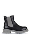 Bueno Shoes Siyah Gri Deri Kadın Topuklu Bot 01wz1403