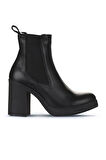 Bueno Shoes Siyah Deri Kadın Topuklu Bot 01wz3202