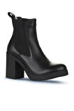 Bueno Shoes Siyah Deri Kadın Topuklu Bot 01wz3202