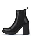 Bueno Shoes Siyah Deri Kadın Topuklu Bot 01wz3202