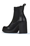 Bueno Shoes Siyah Deri Kadın Topuklu Bot 01wz3202