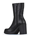 Bueno Shoes Siyah Deri Kadın Topuklu Bot 01wz3203