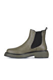 Bueno Shoes Haki Deri Kadın Düz Bot 01wz4501