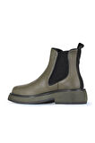 Bueno Shoes Haki Deri Kadın Düz Bot 01wz4501