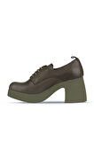 Bueno Shoes Haki Deri Kadın Topuklu Ayakkabı 01wz7003