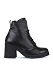 Bueno Shoes Siyah Deri Kadın Topuklu Bot 01wz7107