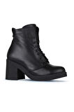 Bueno Shoes Siyah Deri Kadın Topuklu Bot 01wz7107