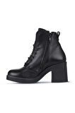Bueno Shoes Siyah Deri Kadın Topuklu Bot 01wz7107