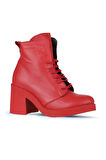 Bueno Shoes Kırmızı Deri Kadın Topuklu Bot 01wz7107