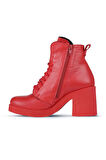 Bueno Shoes Kırmızı Deri Kadın Topuklu Bot 01wz7107