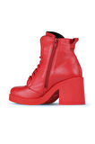 Bueno Shoes Kırmızı Deri Kadın Topuklu Bot 01wz7107