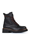 Bueno Shoes Siyah Bordo Deri Kadın Düz Bot 01wz4306