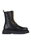 Bueno Shoes Siyah Sarı Deri Kadın Düz Bot 01wz6401