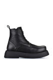 Bueno Shoes Siyah Deri Kadın Dolgu Topuklu Bot 01wz6405