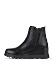 Bueno Shoes Siyah Deri Kadın Dolgu Topuklu Bot 01wz7201