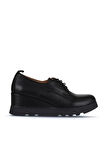 Bueno Shoes Siyah Deri Kadın Dolgu Topuklu Ayakkabı 01wz7204