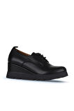 Bueno Shoes Siyah Deri Kadın Dolgu Topuklu Ayakkabı 01wz7204