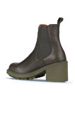 Bueno Shoes Haki Deri Kadın Topuklu Bot 01wz7902