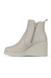 Bueno Shoes Bej Deri Kadın Dolgu Topuklu Bot 01wz8301