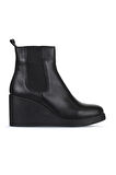 Bueno Shoes Siyah Deri Kadın Dolgu Topuklu Bot 01wz8302