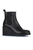 Bueno Shoes Siyah Deri Kadın Dolgu Topuklu Bot 01wz8302