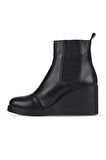 Bueno Shoes Siyah Deri Kadın Dolgu Topuklu Bot 01wz8302