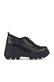 Bueno Shoes Siyah Deri Kadın Dolgu Topuklu Ayakkabı 01wz8400