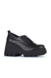 Bueno Shoes Siyah Deri Kadın Dolgu Topuklu Ayakkabı 01wz8400