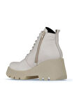 Bueno Shoes Bej Deri Kadın Dolgu Topuklu Bot 01wz8402